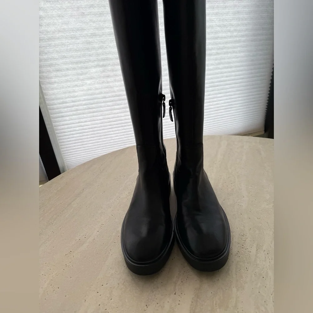 Stuart Weitzman Black Over-the-Knee Leather Boots